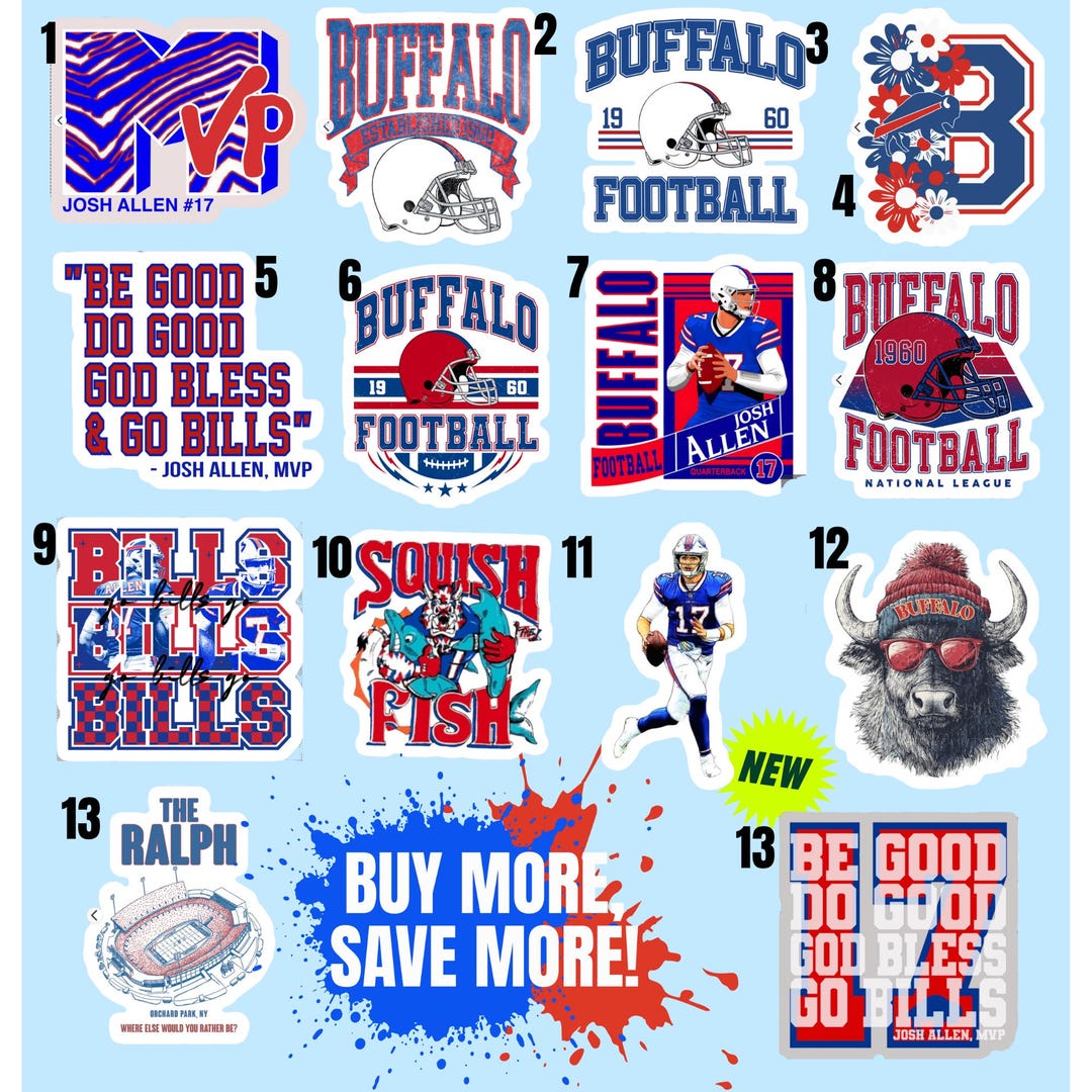 Buffalo Football Vinyl Stickers | Waterproof Indoor Outdoor Decal ...