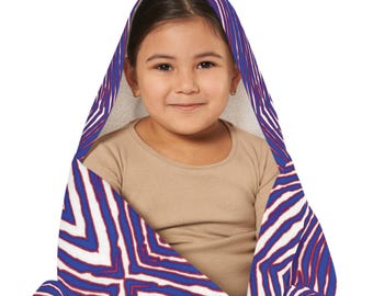 Buffalo Football Zebra Print Hooded Towel | Kids Bath or Beach Towel | Youth Buffalo Fan Gift | 716 Buffalo Fan Gear