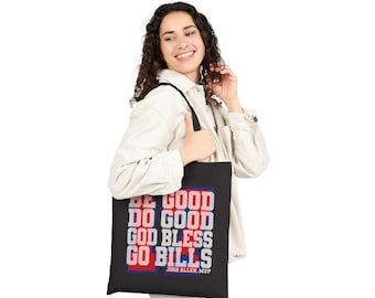 Buffalo Football Tote Bag | Be good, Do Good, God Bless, Go Bills Josh Allen | Black Cotton Canvas Bag | Western NY Game Day Gift