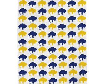 Blue & Yellow Buffalo Hockey Blanket Velveteen Plush Blanket | Baby Hospital Snuggle