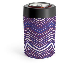 Buffalo Football Zebra Print Can Cooler | Insulated Can Holder for Beer or Seltzer | Game Day Tailgate Gift | Buffalo Team Drink Sleeve