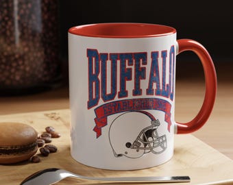 Vintage-Vibe Buffalo Football Coffee Mug -- 11 oz or 15 oz, Microwave & Dishwasher Safe, Bills Fan Gift + Everyday Game-Day Essential