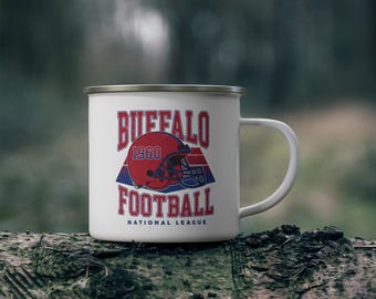 Buffalo Football Enamel Camping Mug - 12 oz Stainless Steel, Vintage Bills Logo, Tailgating & Outdoor Game Day Mug, Bills Mafia Gift