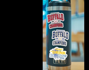 Buffalo Hockey Vinyl Stickers | Waterproof Indoor Outdoor Decal | Hockey Fan Car, Laptop, Water Bottle Accessory | Game Day Gift