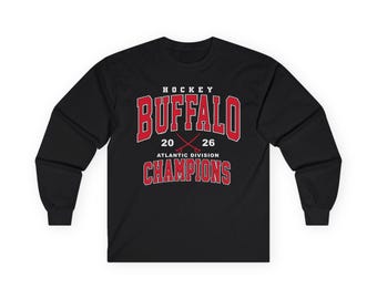 Buffalo Hockey Long Sleeve Tee | Atlantic Division Champions 2026 Tee | Buffalo Hockey Team Apparel | WNY Hockey Fan Gear