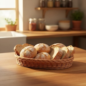 Rieten broodmand, broodmand met deksel, geweven brooddoos, broodopbergdoos, rieten opbergmand, broodhouder met deksel, handgemaakte broodmand afbeelding 12