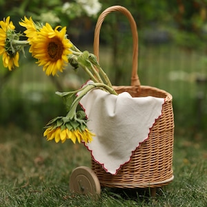 Wicker rolling cart, Rattan rolling cart, Wicker trolley cart,Wicker cart with wheels,Wicker flower cart,Wicker shopping basket with wheels