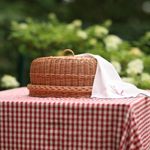 Rieten broodmand, broodmand met deksel, geweven brooddoos, broodopbergdoos, rieten opbergmand, broodhouder met deksel, handgemaakte broodmand afbeelding 8