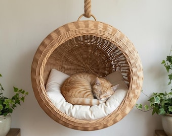 Wicker Cat Hammock, Wicker Cat Bed, Handmade cat bed, Hanging Cat Bed, Wicker Pet Bed, Modern cat house, Cat Furniture, Pet Furniture
