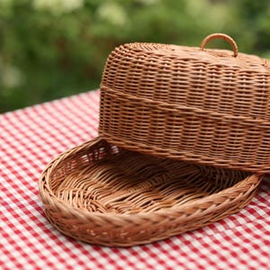 Weidenbrotkorb, Brotkorb mit Deckel, Gewebter Brotkasten, Brotaufbewahrungsbox, Weidenkorb, Brothalter mit Deckel, Handgemachter Brotkorb