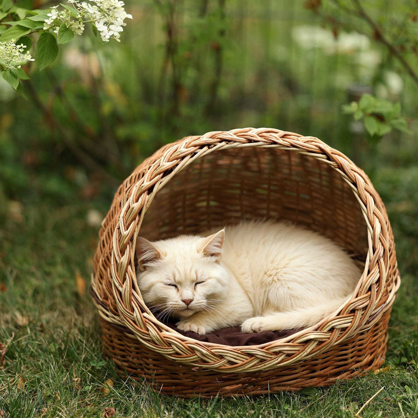 Panier pour Chat en Osier, Lit Rond en Osier lit de Chaton en