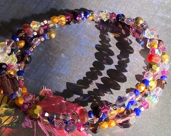 Expandable Wrap Boho Bracelet/Multi Colored Memory Wire Bracelet