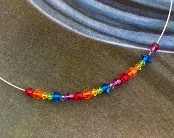 Cosmos Rainbow Pride Choker Necklace with Swarovski Crystals
