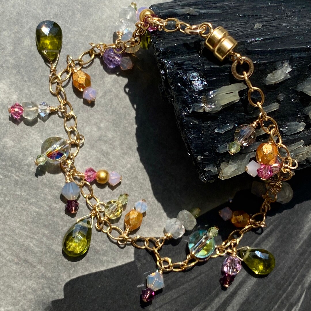 BraceletPéridot et Bracelet Cristal avec accents en or et Etsy France