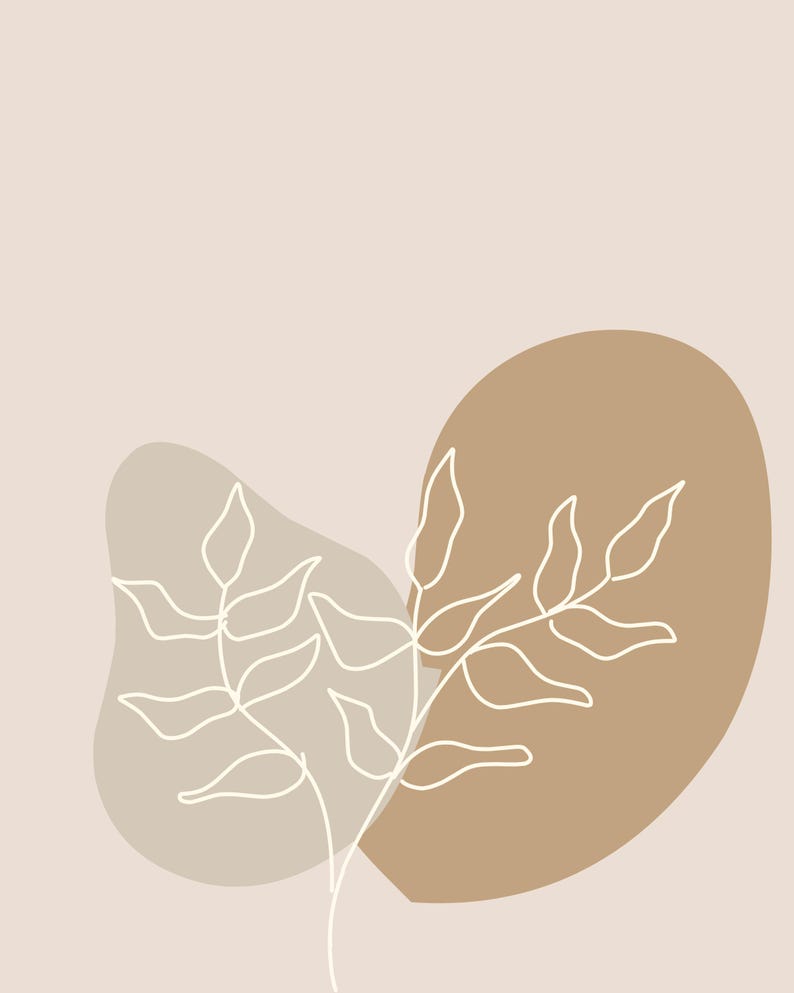 Minimalist Botanical Line Art Print: Neutral Boho Home Decor (digital ...