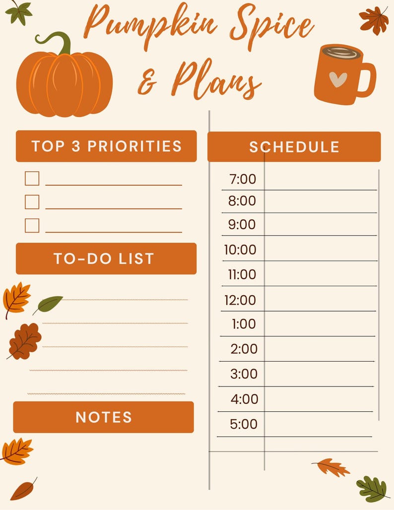 Fall Planner Bundle: 3-pack Printable Daily & Weekly Planners (digital ...