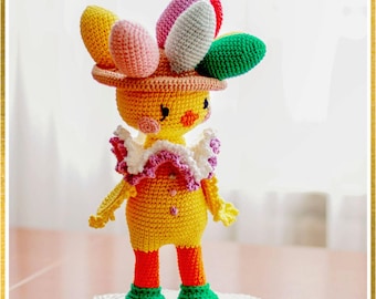 Easter Chick Crochet Pattern, Amigurumi Doll with Eggs (PDF Pattern)