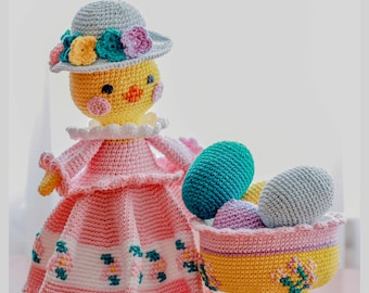 Küken mit Eiern gehäkelt Amigurumi-Muster PDF-Muster