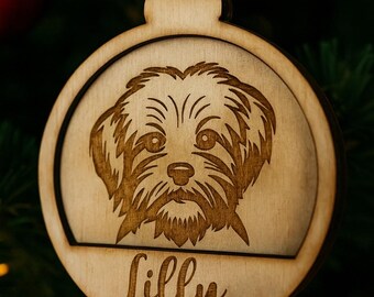 dog ornaments, Christmas tree ornament, custom wood ornament
