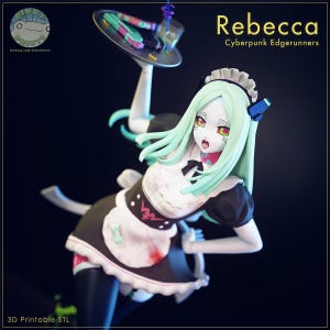 Rebecca Maid - Cyberpunk: Edgerunners - Anime collectible figurine | Fanart by Pikky Prints | 1/7 Scale | Resin 3D Printed Figure