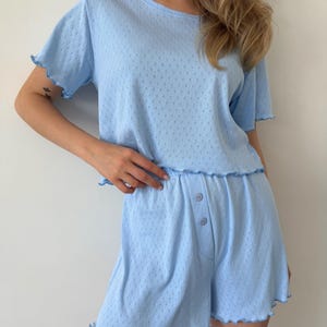 Pajama Set Cotton Sleepwear Pajama Shorts Summer Style 2 Piece Set Women Pajama Set Cute Organic Pajamas Gift For Sister Friendsgiving Gift