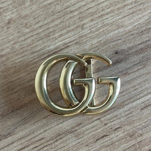 Vintage Gucci VTG Golden GG Monogram Reversible Gold Belt Buckle 3cm 1.15&quot;