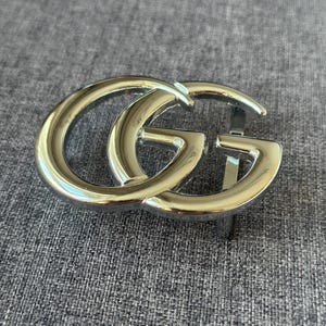 vintage Boucle de ceinture grise réversible monogramme GG Gucci VTG 4 cm 1,5 po.