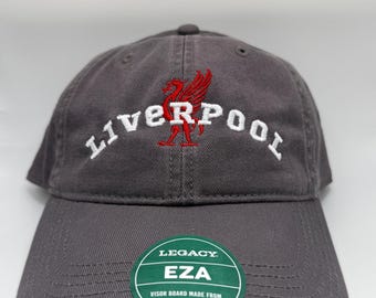 Liverpool Cap – Charcoal Vintage-Style Hat with Embroidered Logo, Football Fan Gift