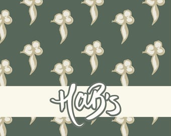 Tela / Estampado sin costuras / Flores verdes / Estilo cottagecore / Vintage / 80 mm x 65 mm