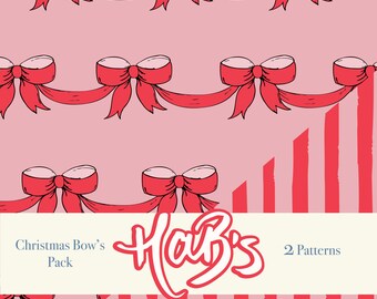 Papel de regalo / Lazos y rayas navideñas / Patrón repetitivo sin costuras