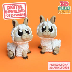 Cute Flexi Alpaca, .STL & 3MF file for 3D printing. Flexi, Articulated, Print in place, Flexi Fidget Toy