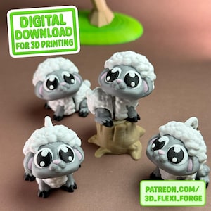 Cute Flexi Sheep, .STL & 3MF file for 3D printing. Flexi, Articulated, Print in place, Flexi Fidget Toy
