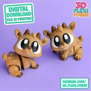 Cute Flexi Goat, .STL & 3MF file for 3D printing. Flexi, Articulated, Print in place, Flexi Fidget Toy