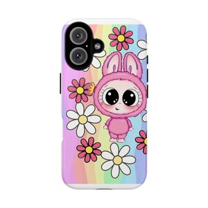 Colorful Bunny Phone Case, Cute Phone Cover, Flower Design, Kawaii Style, Gifts for Kids, Floral iPhone Protector