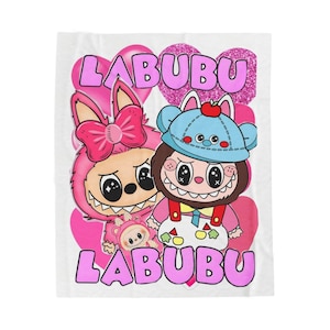 Cute Labubu Plush Blanket, Cozy Throw for Kids, Soft Blanket for Nurseries, Perfect Gift for Birthdays, Cartoon Decor