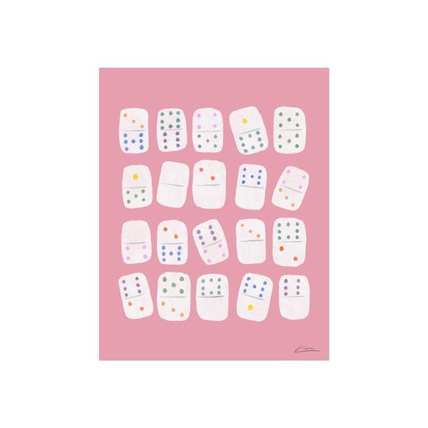 Dominoes Art Print: Colorful Game Room Wall Decor