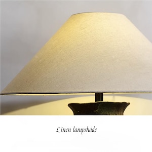 Wabi Sabi Ceramic Table Lamp, Linen Shade, Rustic Modern Decor BHT008 — free download