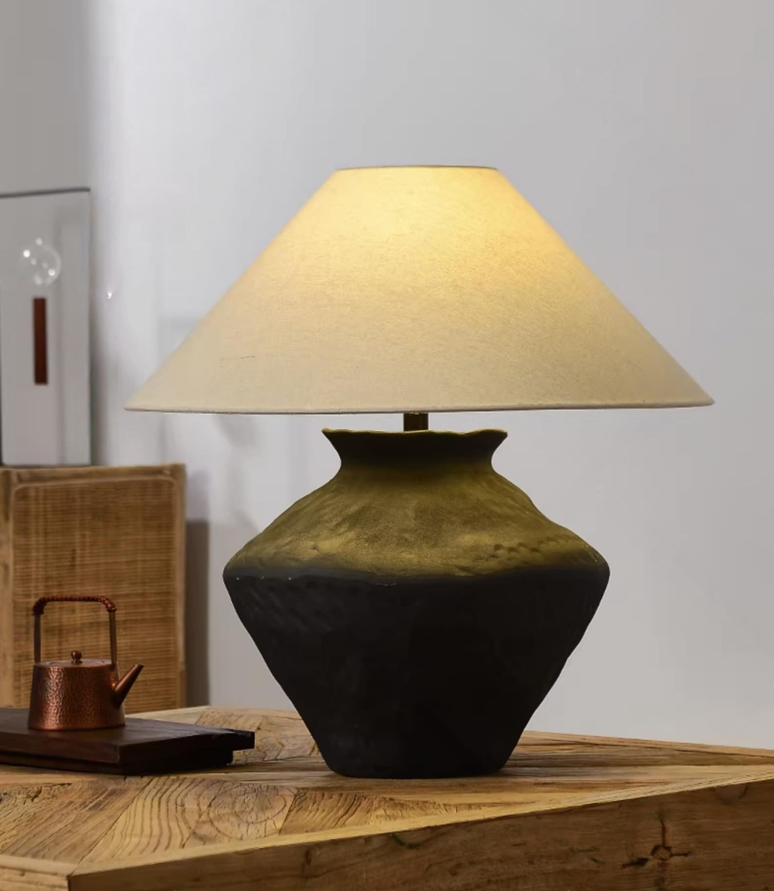 Matte stoneware lamp base handmade textured finish wabi sabi