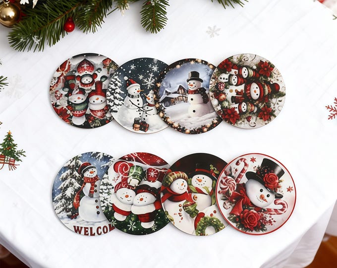 Wooden Christmas Coasters Set with Free Gifts Snowflake & Tree Drink Coasters