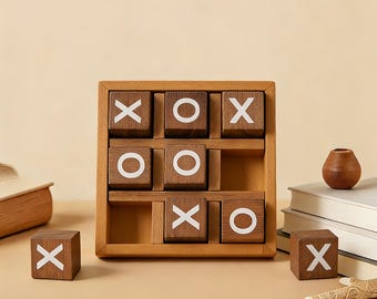 Wooden Tic Tac Toe Game Rustic Decor & Travel Game
