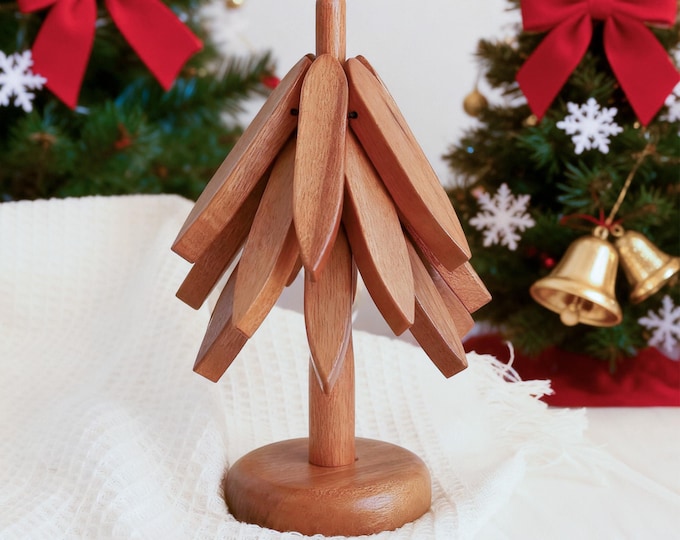 Featured listing image: Beechwood Tree Trivet Coasters Christmas Gift - Heat-Resistant Wooden Trivets Holiday decor