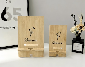 Handmade Bamboo Phone Stand, Minimalist Wooden Tablet Holder, Sustainable Craft