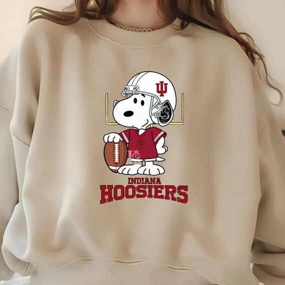 Indiana Hoosiers Football Sweatshirt, Snoopy Style Fan Crewneck, College Football Fan Gift, Unisex Graphic Sweatshirt