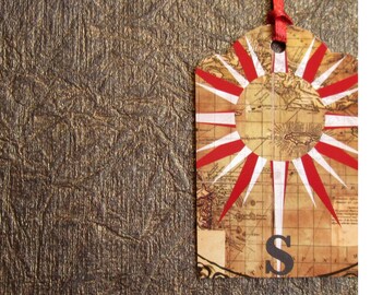 Up-Cycled Compass Gift Tag Set of 3