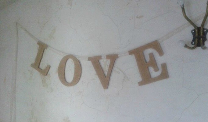 LOVE word Burlap Banner... great for Valentines Wedding and | Etsy