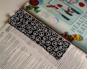 Peace Sign Bookmark / Fabric Bookmark / Black and White / Peace / Bookmark