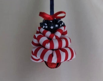 American Flag Christmas Tree Ornament / Patriot Tree / Red White and Blue Tree / Yo Yo Tree / 4th of July Decor