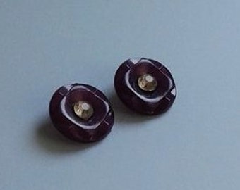 Vintage Purple with Rhinestone Buttons / Dusty Purple / Vintage Buttons / Shank Buttons / Vintage 1980's