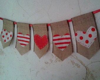 Hearts Banner ... all hand-stitched. Hearts made of fun Strips and polka dot fabric. A fun festive addition to your holiday fun.