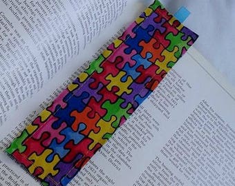 Puzzle Bookmark / Fabric Bookmark / Puzzle / Rainbow Puzzle / Bookmark